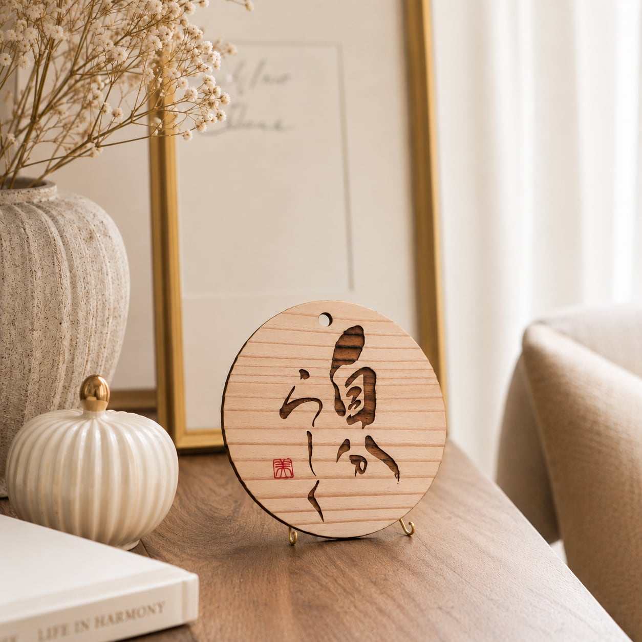 Wood Coasters with Heartfelt Calligraphy – Set of 5 Popular Designs
